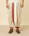 Manyavar Men Maroon Zari Bordered Traditional South Indian Dhoti Set