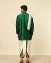 Manyavar Men Dark Green and Cream Zari Traditional South Indian Dhoti Set