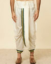 Manyavar Men Dark Green and Cream Zari Traditional South Indian Dhoti Set