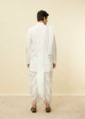 Warm White Zari Detailed Traditional South Indian Dhoti Set image number 4