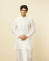 Warm White Zari Detailed Traditional South Indian Dhoti Set image number 0