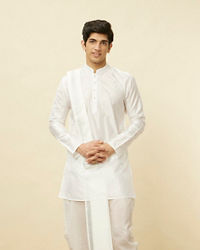 Manyavar Men Warm White Zari Detailed Traditional South Indian Dhoti Set