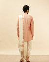 Manyavar Men Melon Peach and Cream Zari Detailed Traditional South Indian Pancha Set