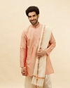 Melon Peach and Cream Zari Detailed Traditional South Indian Pancha Set image number 0