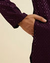 Manyavar Men Purple Self Patterned Mirror Work Kurta Set