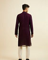 Manyavar Men Purple Self Patterned Mirror Work Kurta Set