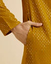 Manyavar Men Mustard Self Patterned Mirror Work Kurta Set