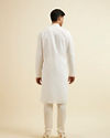 Manyavar Men Warm White Self Patterned Mirror Work Kurta Set
