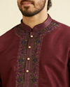 alt message - Manyavar Men Wine Kurta Pajama Extravaganza image number 1