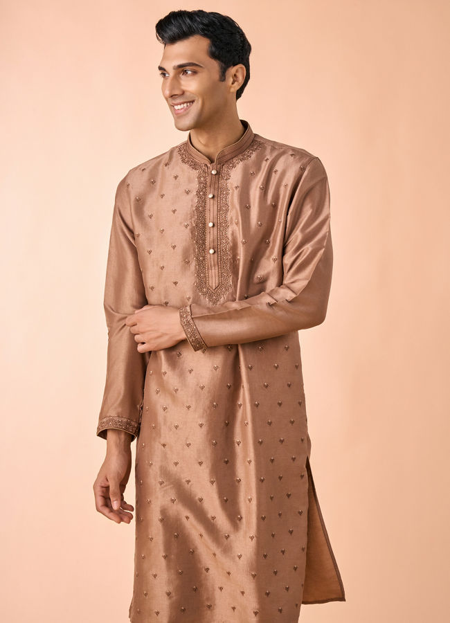 Manyavar Men Elegant Brown Kurta and Churidar