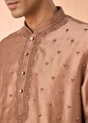 Manyavar Men Elegant Brown Kurta and Churidar