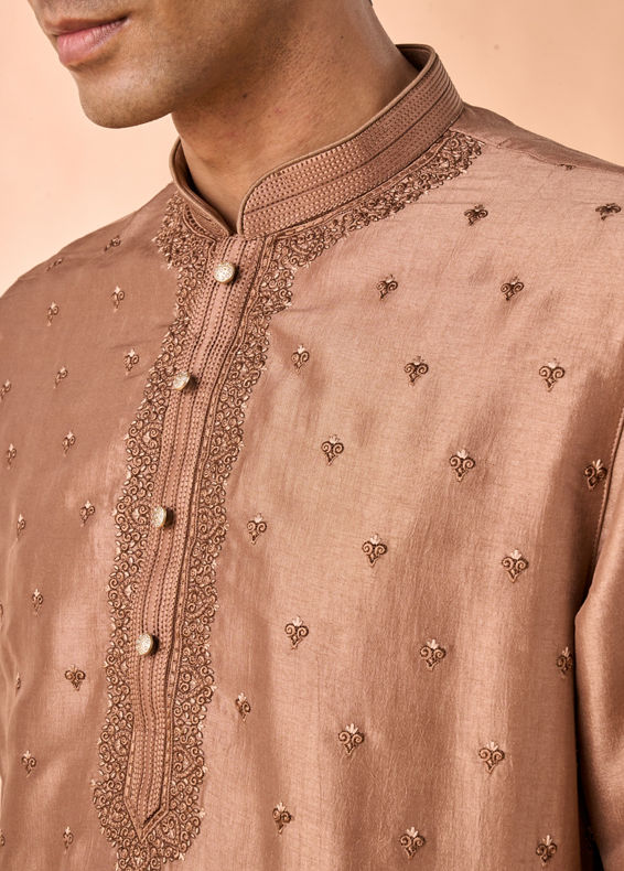 Manyavar Men Elegant Brown Kurta and Churidar