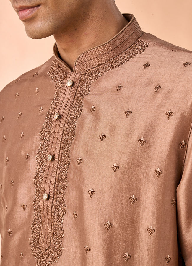 Manyavar Men Elegant Brown Kurta and Churidar