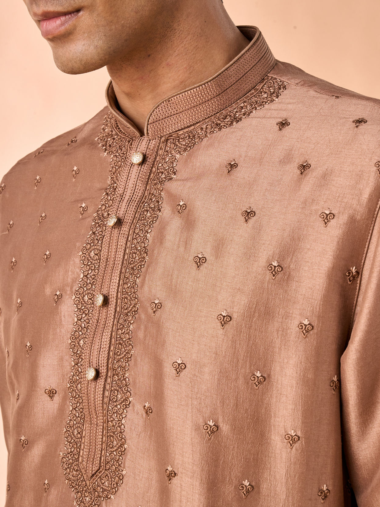 Manyavar Men Elegant Brown Kurta and Churidar