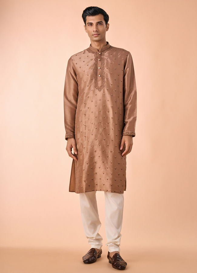 Manyavar Men Elegant Brown Kurta and Churidar