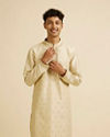 Manyavar Men Beige Buta Embroidered Kurta Set image number 0