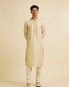 Manyavar Men Beige Buta Embroidered Kurta Set