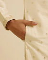 Manyavar Men Beige Buta Embroidered Kurta Set