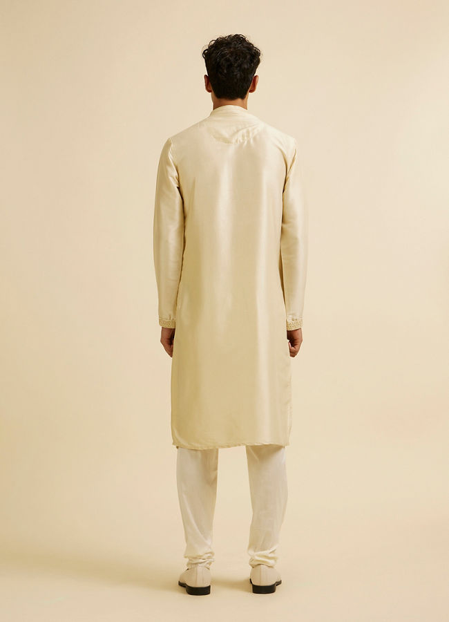 Manyavar Men Beige Buta Embroidered Kurta Set image number 5