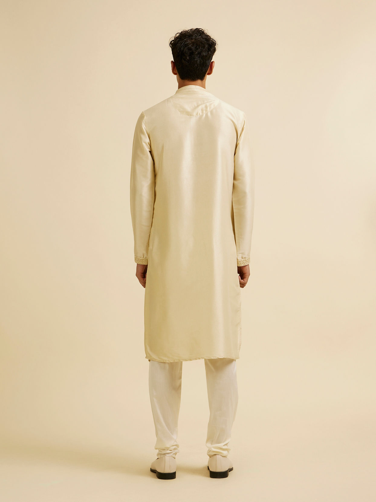 Manyavar Men Beige Buta Embroidered Kurta Set