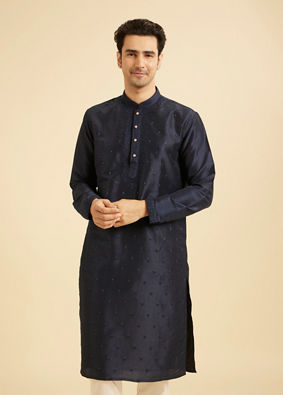 Manyavar Men Regal Dark Blue Kurta Pajama Set