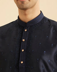 Manyavar Men Regal Dark Blue Kurta Pajama Set
