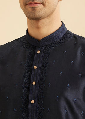 Manyavar Men Regal Dark Blue Kurta Pajama Set