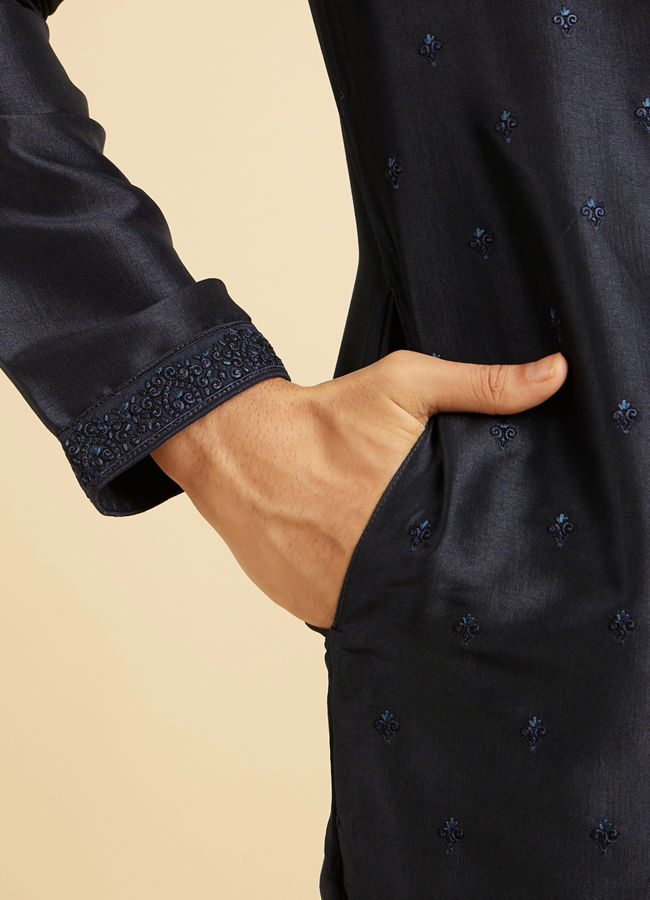 Manyavar Men Regal Dark Blue Kurta Pajama Set