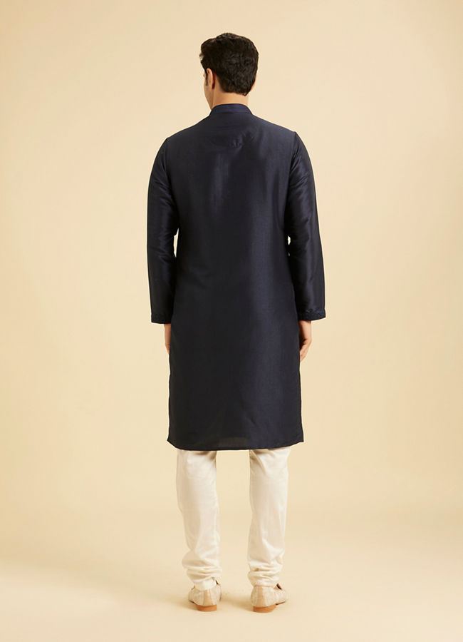 Manyavar Men Regal Dark Blue Kurta Pajama Set