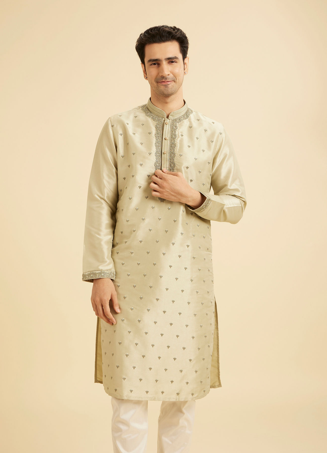 Manyavar Men Emerald Elegance Kurta Pajama