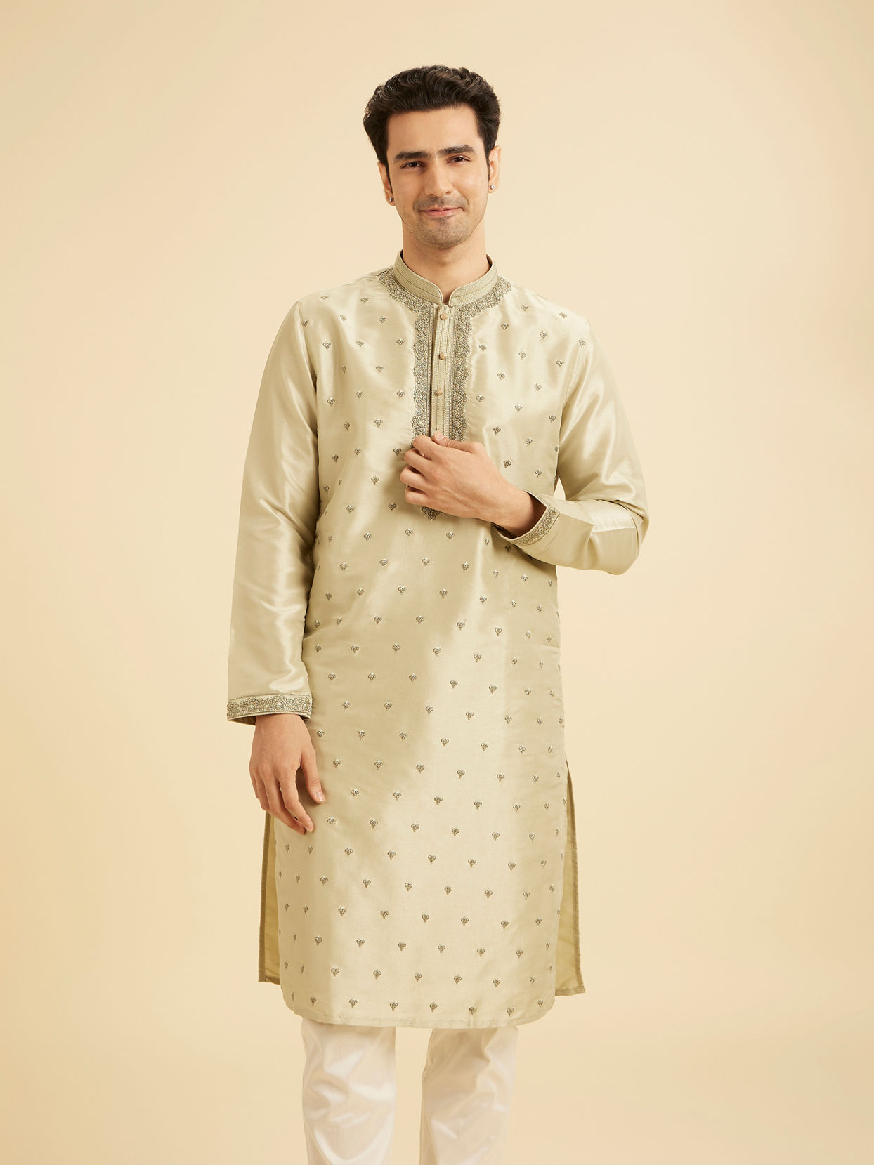 Manyavar Men Emerald Elegance Kurta Pajama