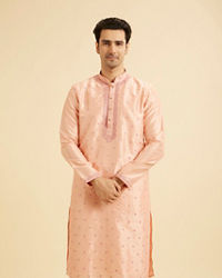 Manyavar Men Peach Elegance Kurta Pajama