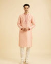 Manyavar Men Peach Elegance Kurta Pajama