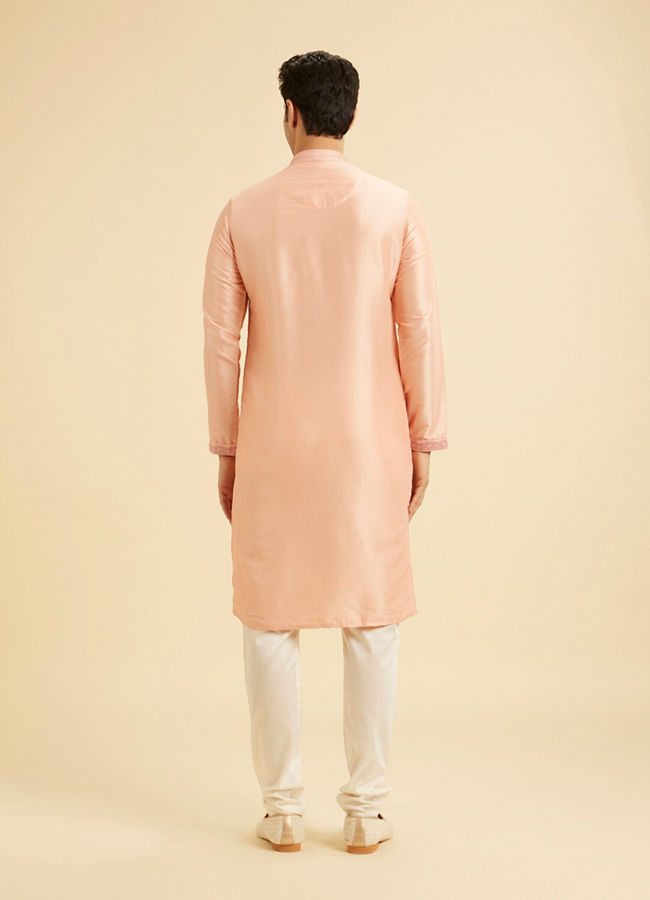 Manyavar Men Peach Elegance Kurta Pajama