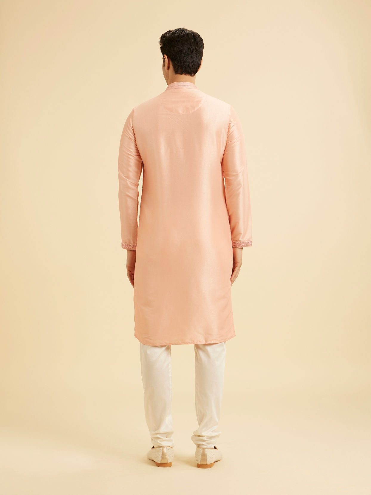 Manyavar Men Peach Elegance Kurta Pajama