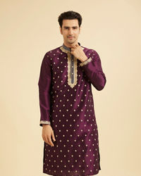 Manyavar Men Wine Elegance Kurta Pajama