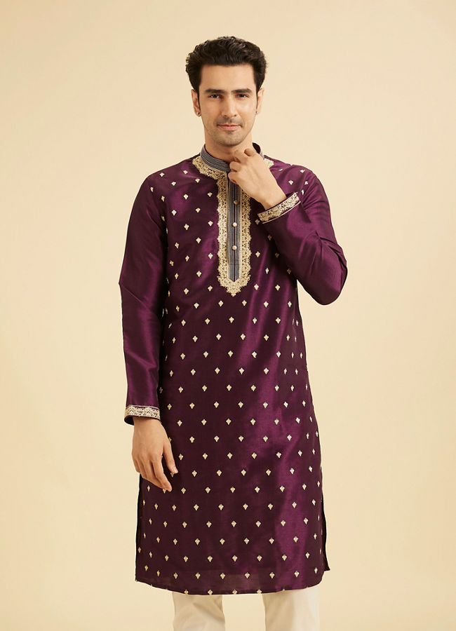 Manyavar Men Wine Elegance Kurta Pajama