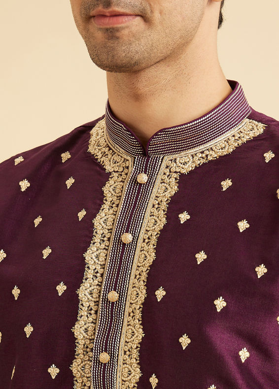 Manyavar Men Wine Elegance Kurta Pajama