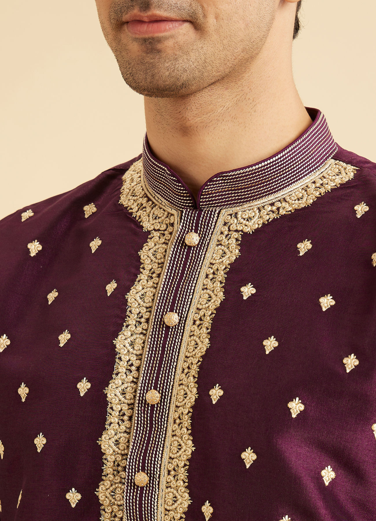 Manyavar Men Wine Elegance Kurta Pajama
