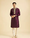 Manyavar Men Wine Elegance Kurta Pajama