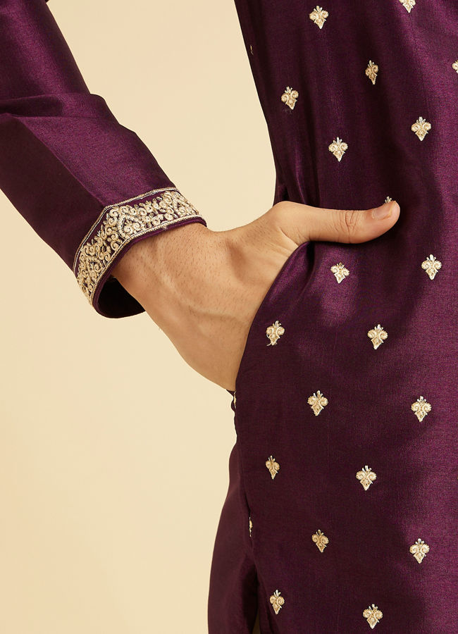 Manyavar Men Wine Elegance Kurta Pajama