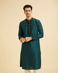 Manyavar Men Teal Green Elegant Kurta Pajama