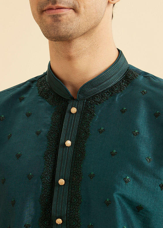 Manyavar Men Teal Green Elegant Kurta Pajama