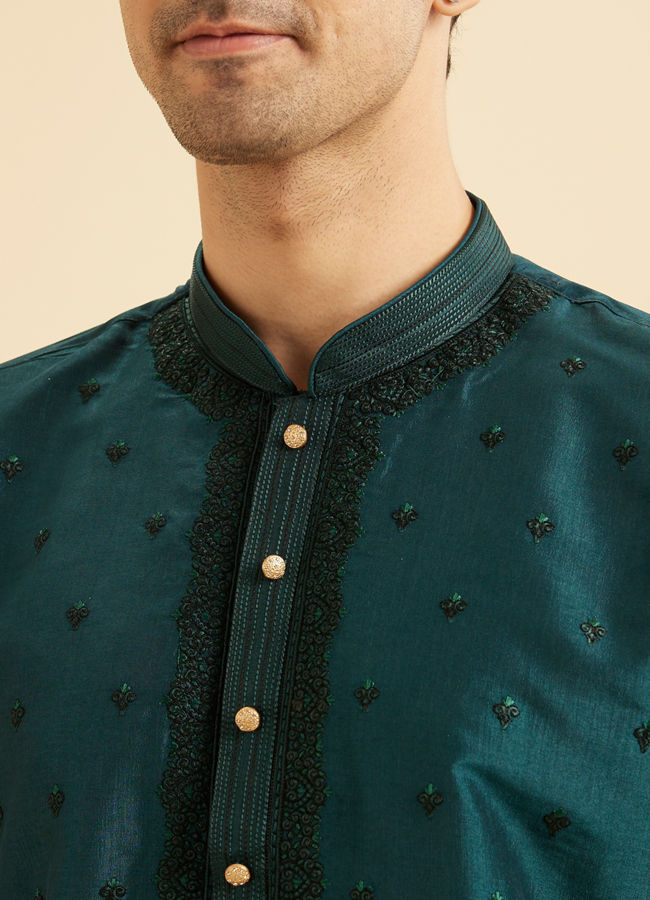 Manyavar Men Teal Green Elegant Kurta Pajama