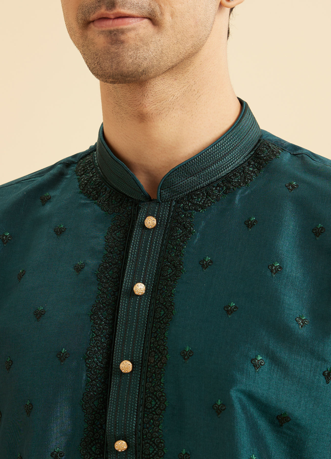 Manyavar Men Teal Green Elegant Kurta Pajama
