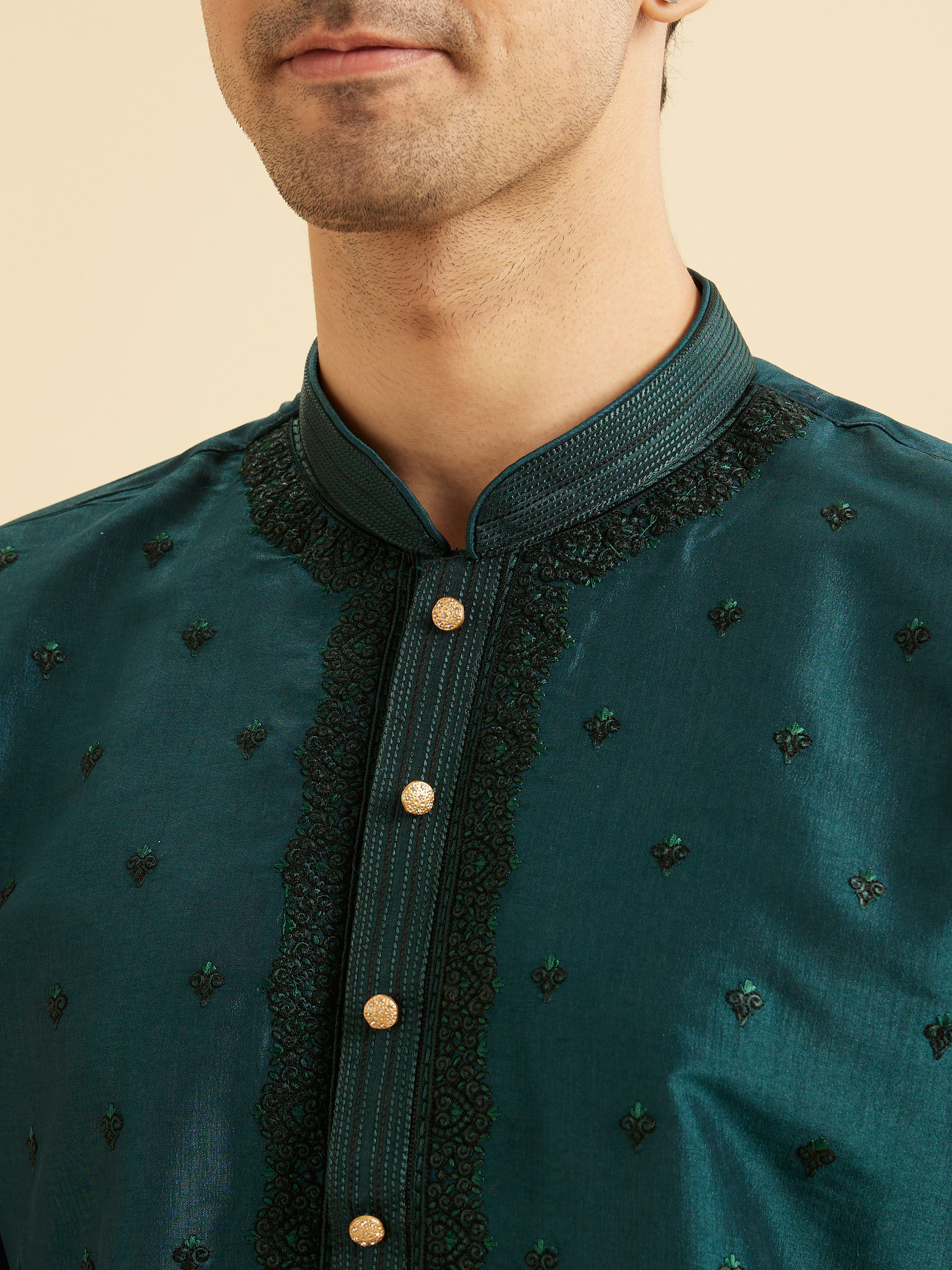Manyavar Men Teal Green Elegant Kurta Pajama