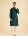 Manyavar Men Teal Green Elegant Kurta Pajama