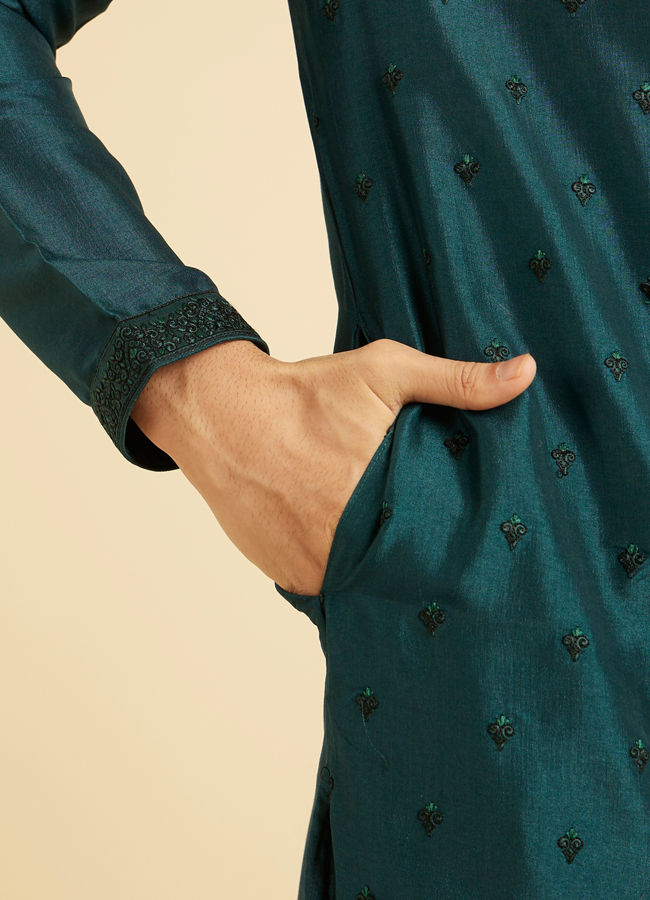 Manyavar Men Teal Green Elegant Kurta Pajama