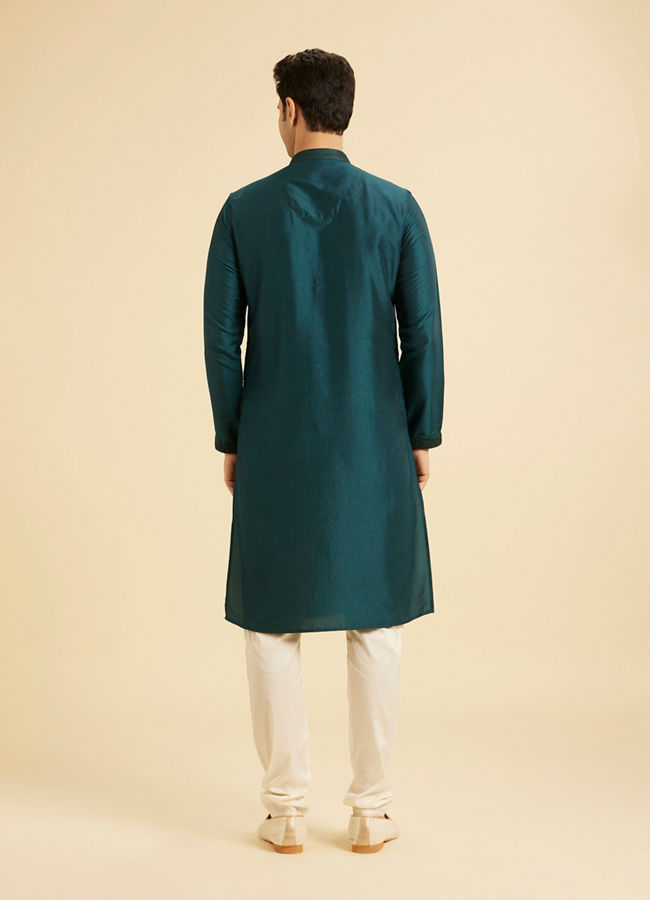 Manyavar Men Teal Green Elegant Kurta Pajama
