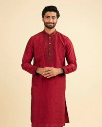 Manyavar Men Radiant Red Kurta Pajama